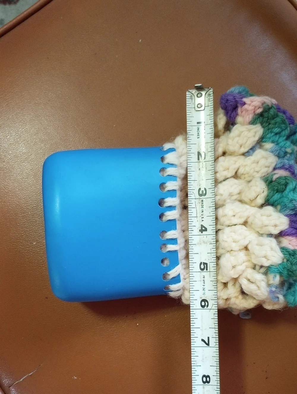 RARE Vintage Retro Knit or Crocheted Purse. Blue Aqua Green Pink Cream Purple